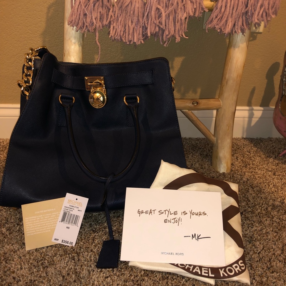 Michael Kors Hamilton LG Navy Tote